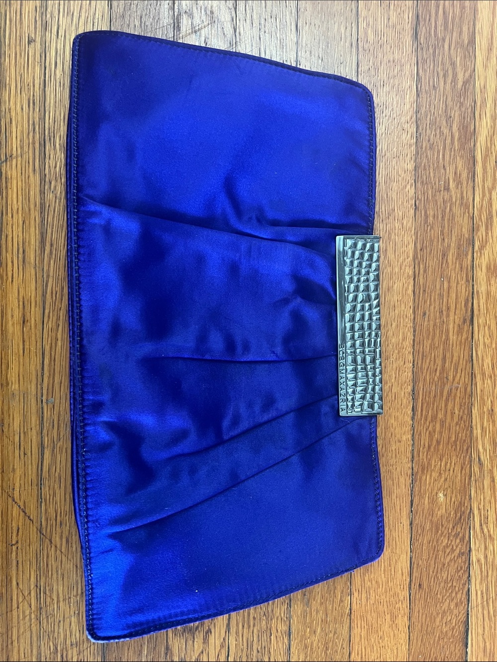 BCBG Elegant PURPLE Satin Clutch with Silver Accent